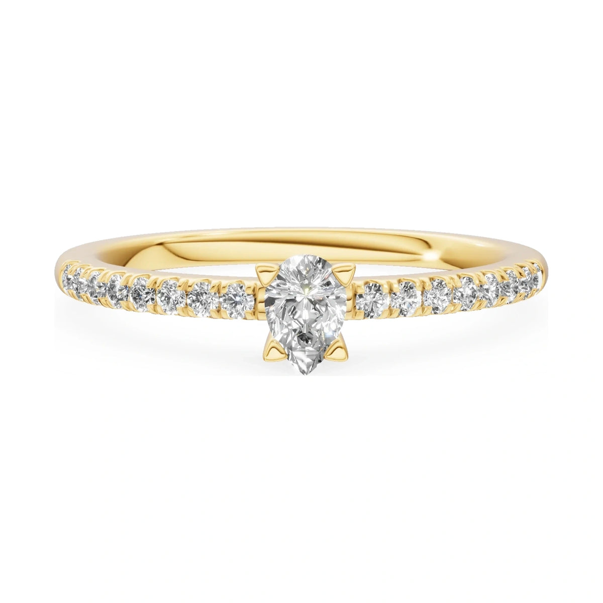 GREMARI Seven Solis 14K yellow gold engagement ring with 0.15 ct pear-cut natural diamond