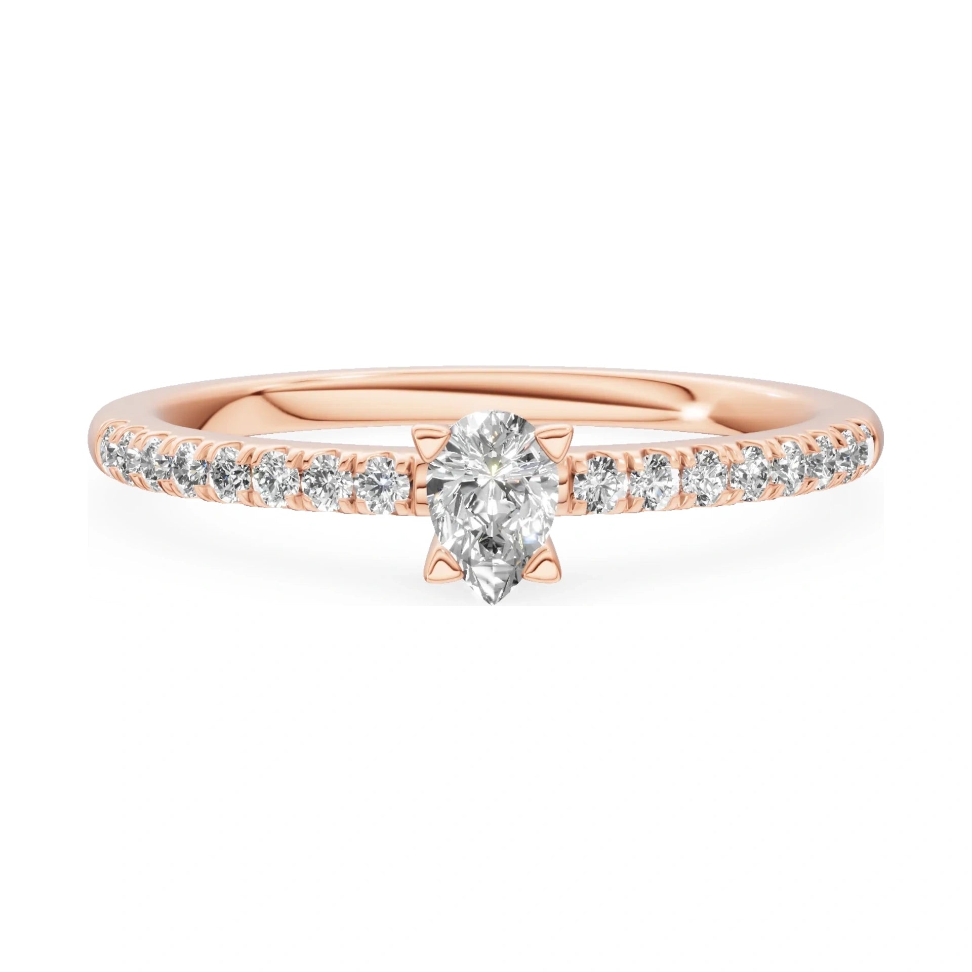 GREMARI Seven Solis 14K rose gold engagement ring with 0.15 ct pear-cut natural diamond