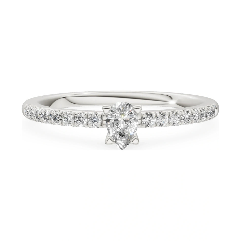 GREMARI Seven Solis 14K white gold engagement ring with 0.15 ct pear-cut natural diamond