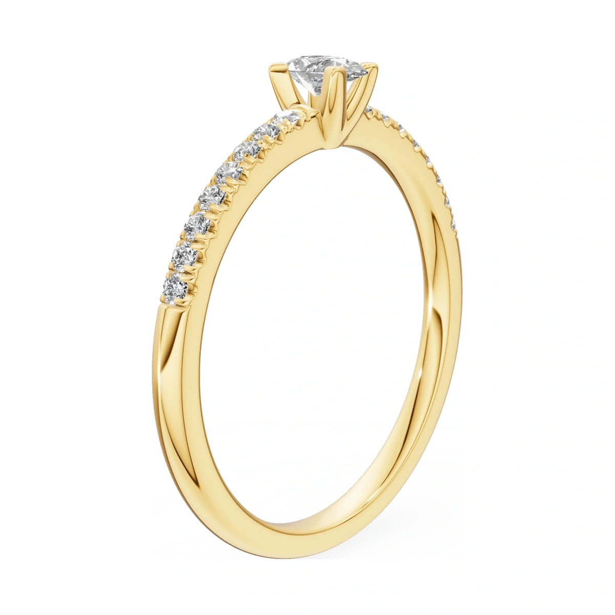 14K yellow gold GREMARI Seven Solis ring with 0.15 ct pear-cut natural diamond