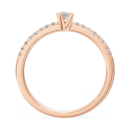 GREMARI Seven Solis pear-cut natural diamond engagement ring in 14K rose gold, 0.15 ct