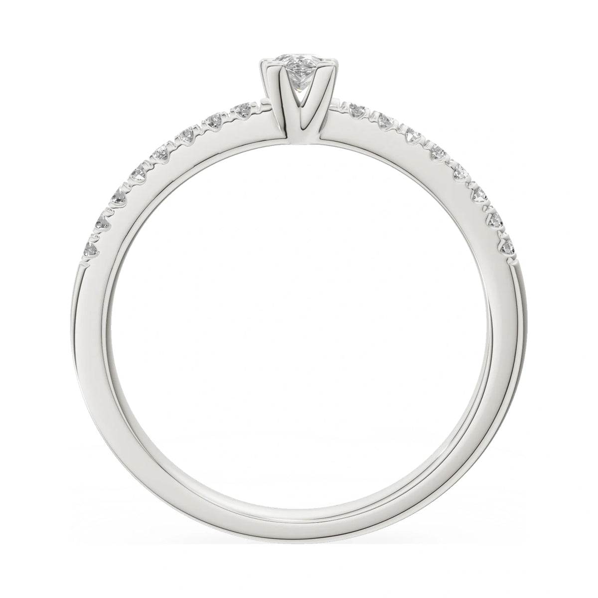 GREMARI Seven Solis pear-cut natural diamond engagement ring in 14K white gold, 0.15 ct