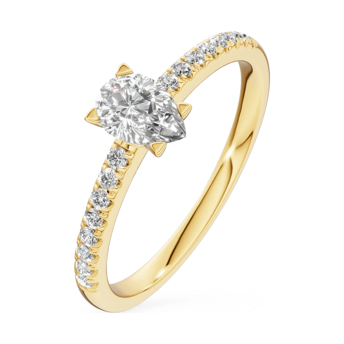 0.30 ct pear-cut natural diamond GREMARI Seven Solis engagement ring in 14K yellow gold