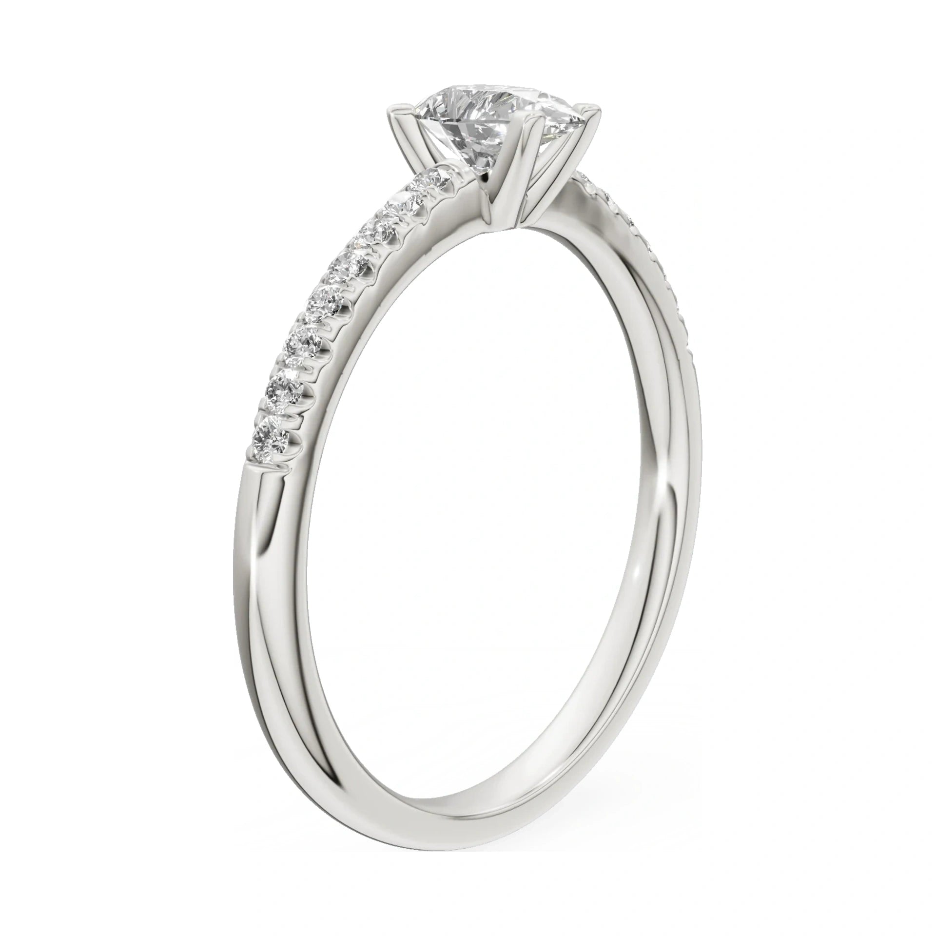 14K white gold GREMARI Seven Solis ring with 0.30 ct pear-cut natural diamond