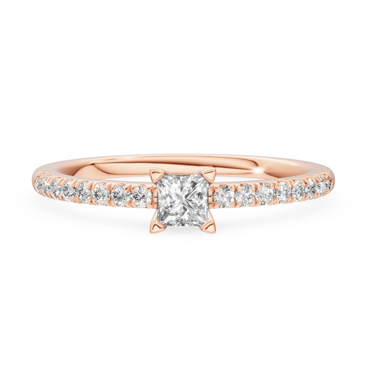 Gremari Seven Solis zásnubní prsten z růžového zlata s 0,15 ct lab-grown diamantem – Princess