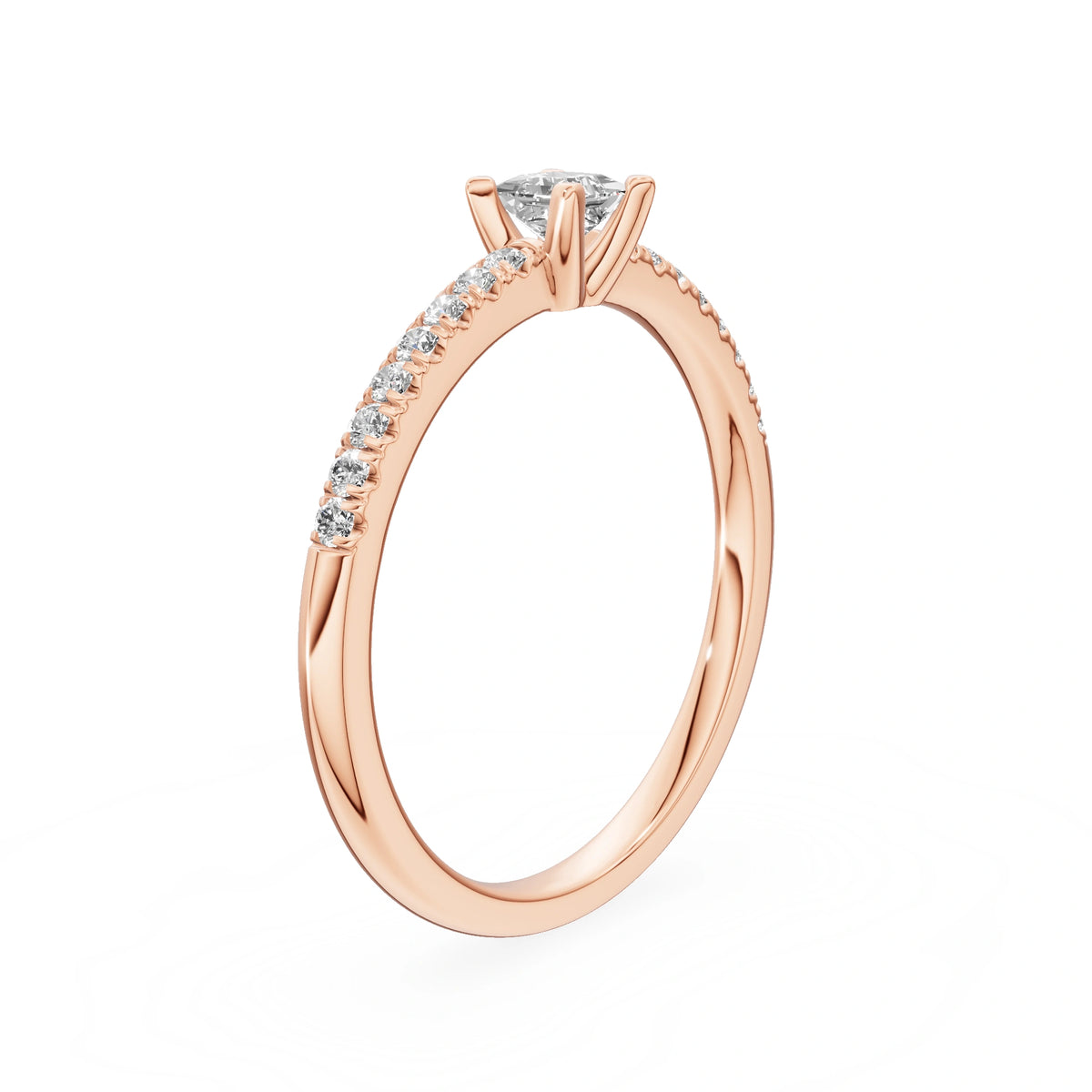 Gremari Seven Solis zásnubní prsten z růžového zlata s 0,15 ct lab-grown diamantem – Princess