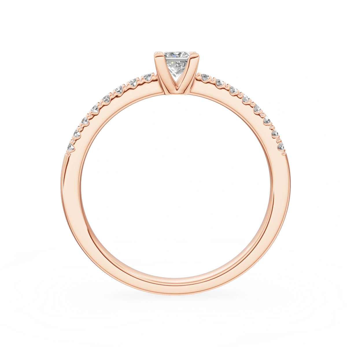 Gremari Seven Solis zásnubní prsten z růžového zlata s 0,15 ct lab-grown diamantem – Princess
