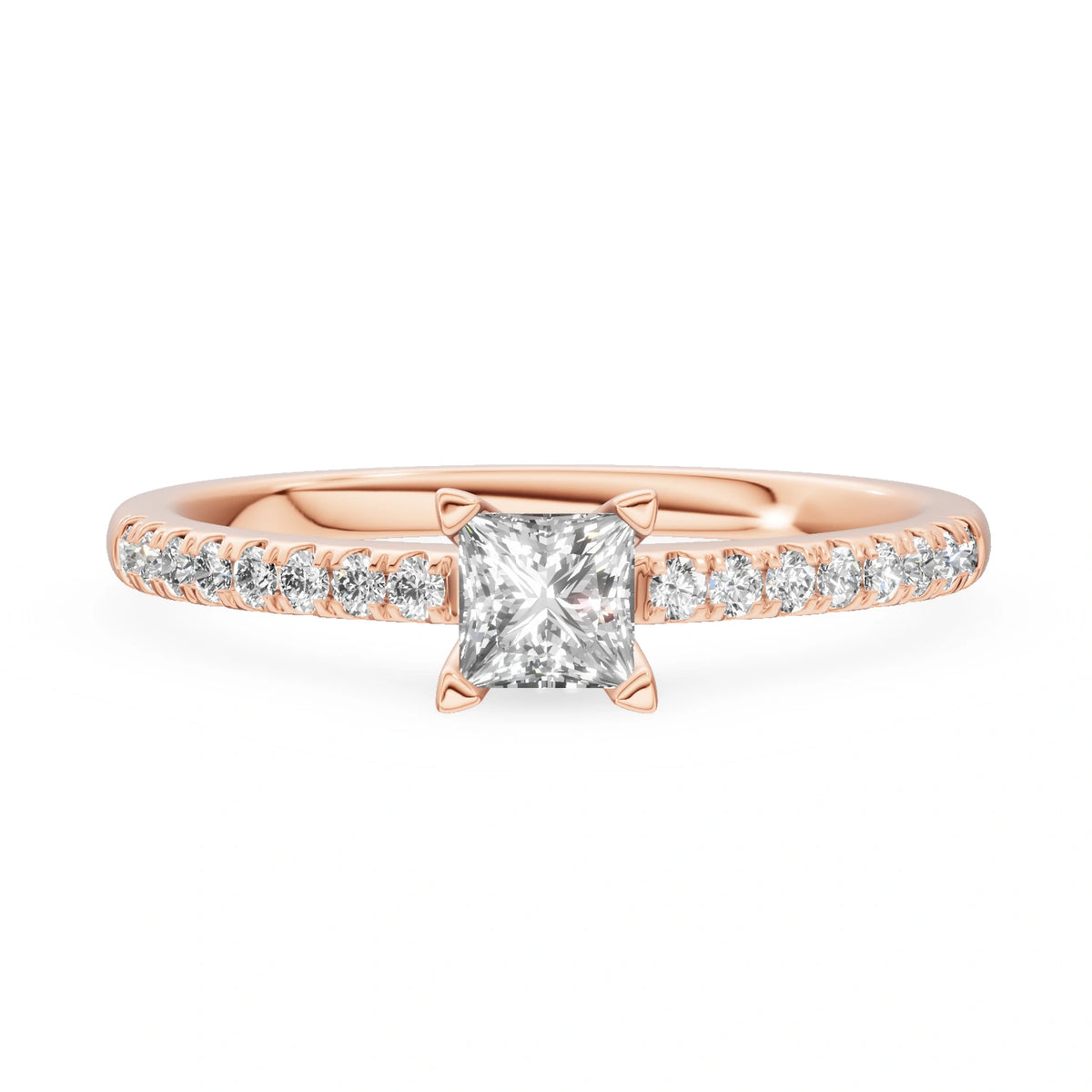 Gremari Seven Solis zásnubní prsten z růžového zlata s 0,30 ct lab-grown diamantem – Princess