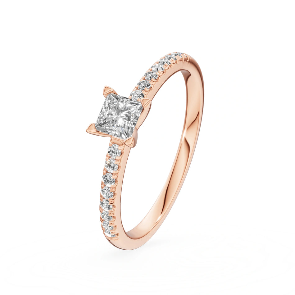 Gremari Seven Solis zásnubní prsten z růžového zlata s 0,30 ct lab-grown diamantem – Princess