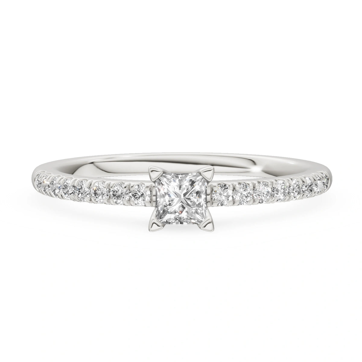 Gremari Seven Solis zásnubní prsten z bílého zlata s 0,15 ct lab-grown diamantem – Princess