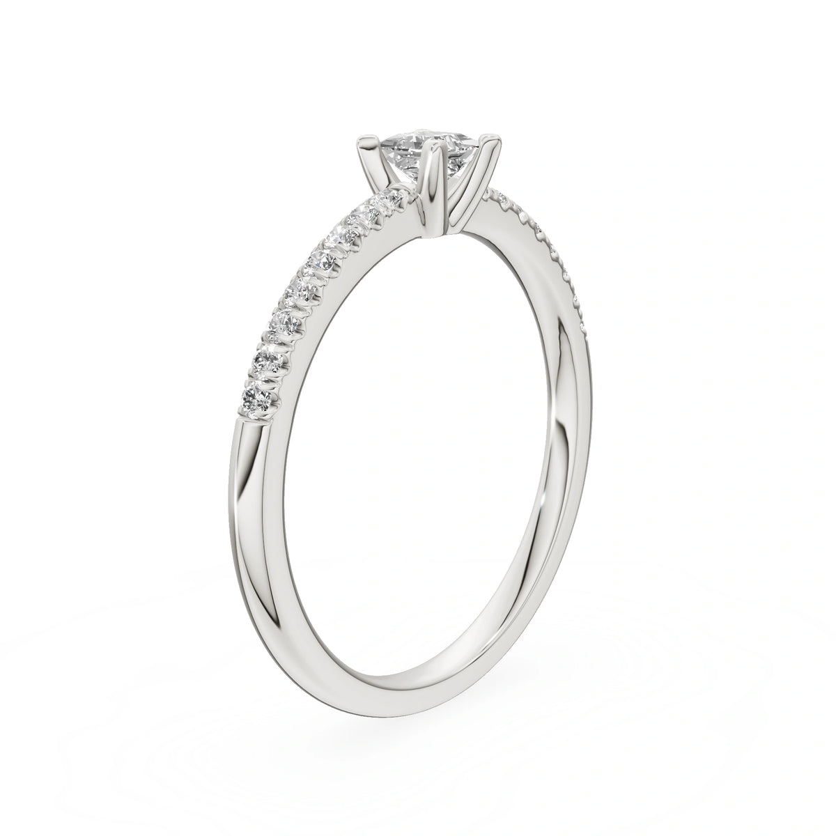 Gremari Seven Solis zásnubní prsten z bílého zlata s 0,15 ct lab-grown diamantem – Princess