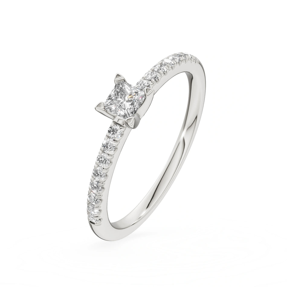 Gremari Seven Solis zásnubní prsten z bílého zlata s 0,15 ct lab-grown diamantem – Princess
