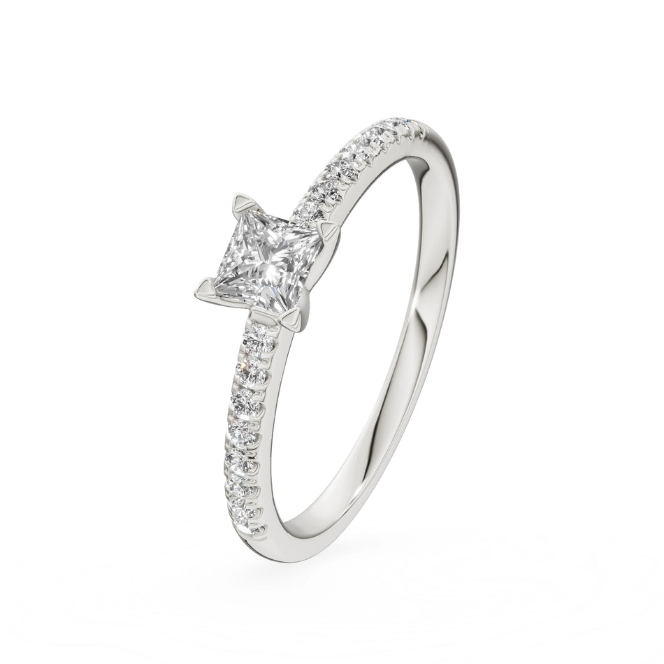 Gremari Seven Solis zásnubní prsten z bílého zlata s 0,30 ct lab-grown diamantem – Princess