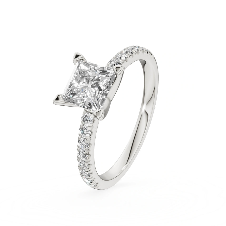 Gremari Seven Solis zásnubní prsten z bílého zlata s 1,00 ct lab-grown diamantem – Princess