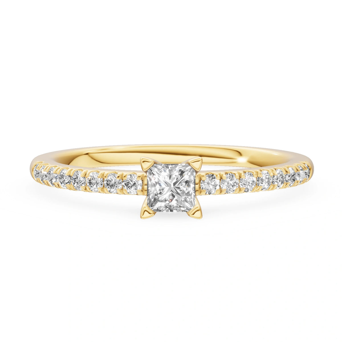 Gremari Seven Solis zásnubní prsten ze žlutého zlata s 0,15 ct lab-grown diamantem – Princess