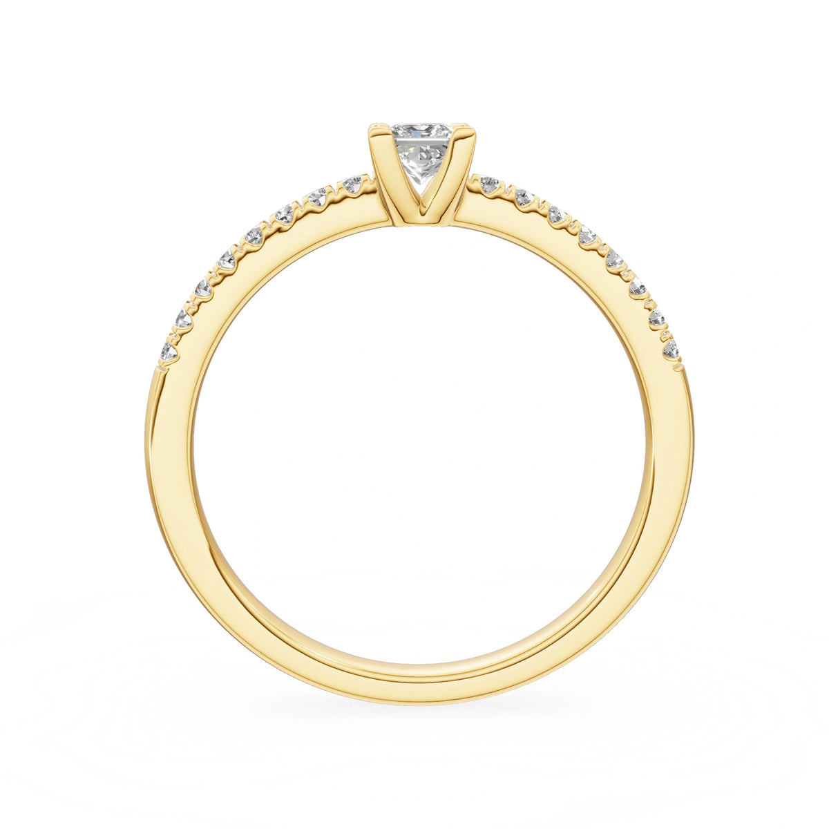 Gremari Seven Solis zásnubní prsten ze žlutého zlata s 0,15 ct lab-grown diamantem – Princess