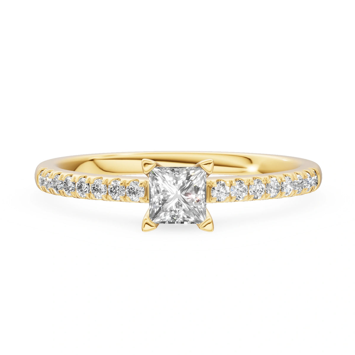 Gremari Seven Solis zásnubní prsten ze žlutého zlata s 0,30 ct lab-grown diamantem – Princess