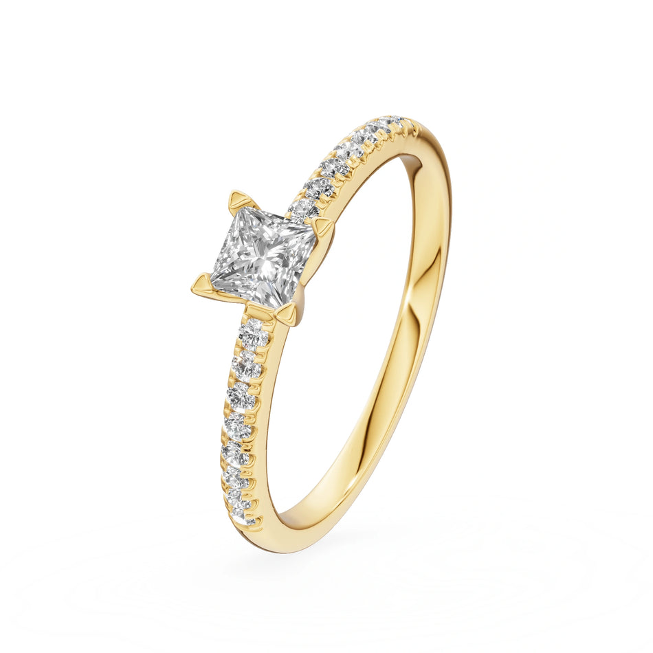 Gremari Seven Solis zásnubní prsten ze žlutého zlata s 0,30 ct lab-grown diamantem – Princess