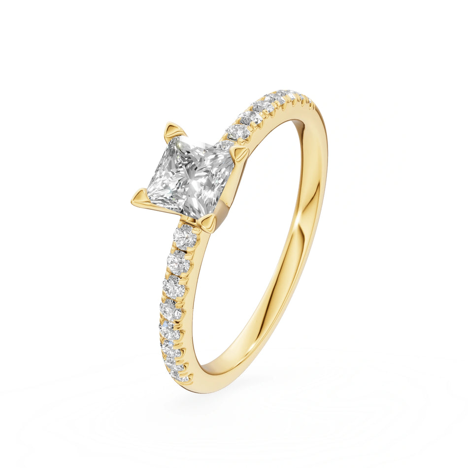 Gremari Seven Solis zásnubní prsten ze žlutého zlata s 0,50 ct lab-grown diamantem – Princess