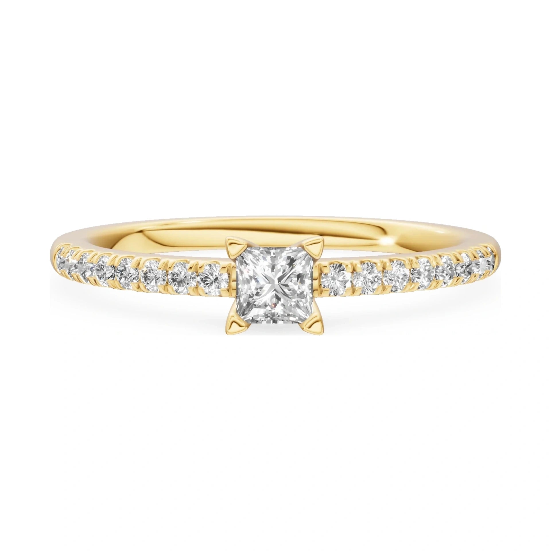 GREMARI Seven Solis 14K yellow gold engagement ring with 0.15 ct princess-cut lab-grown diamond
