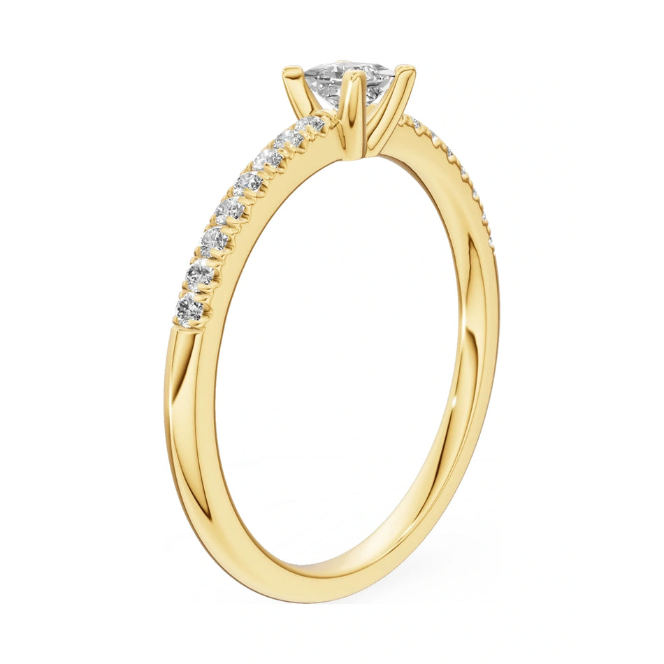 14K yellow gold GREMARI Seven Solis ring with 0.15 ct princess-cut lab-grown diamond