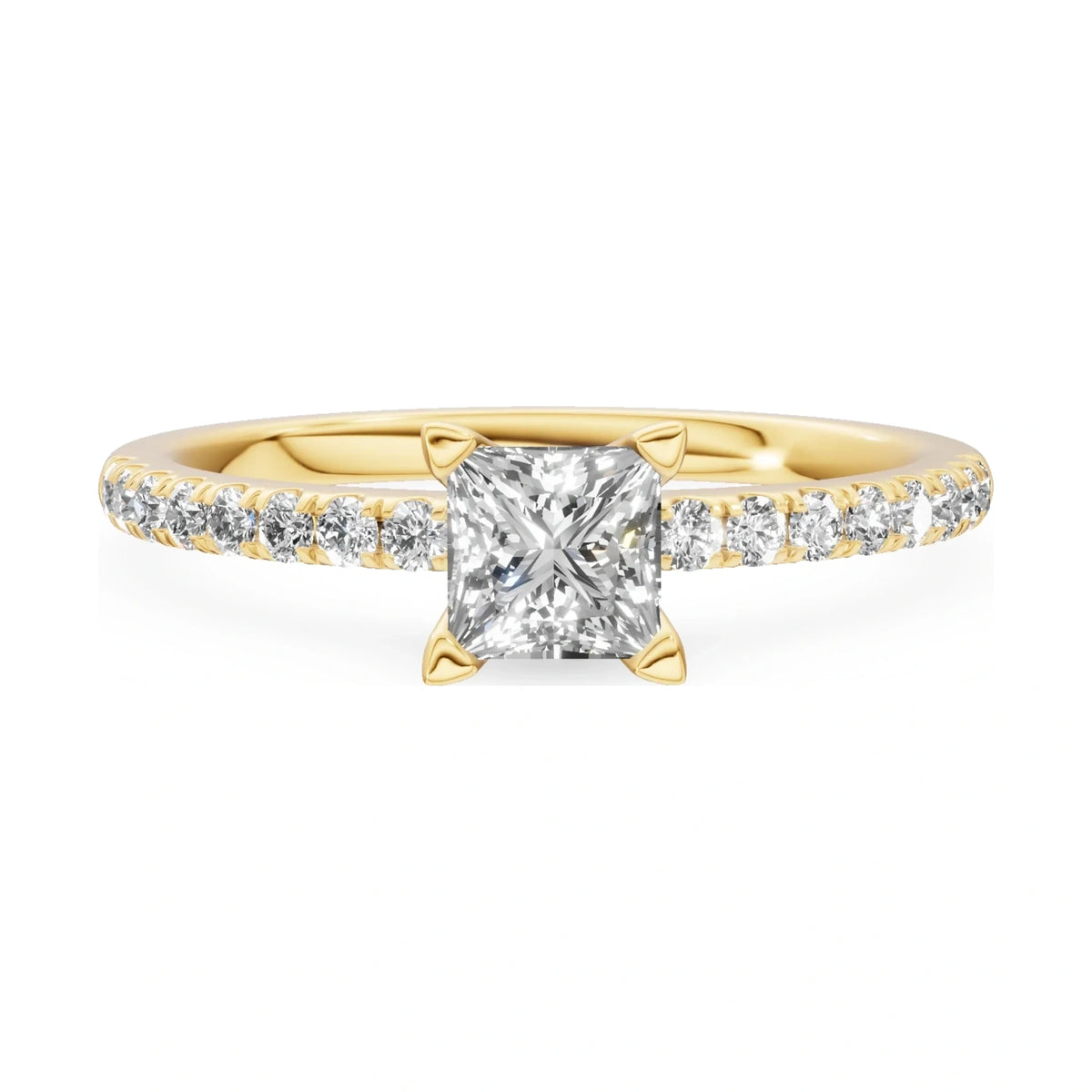GREMARI Seven Solis 14K yellow gold engagement ring with 0.15 ct princess-cut natural diamond