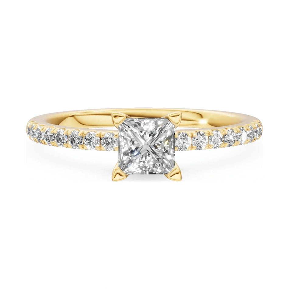 GREMARI Seven Solis 14K yellow gold engagement ring with 0.15 ct princess-cut natural diamond