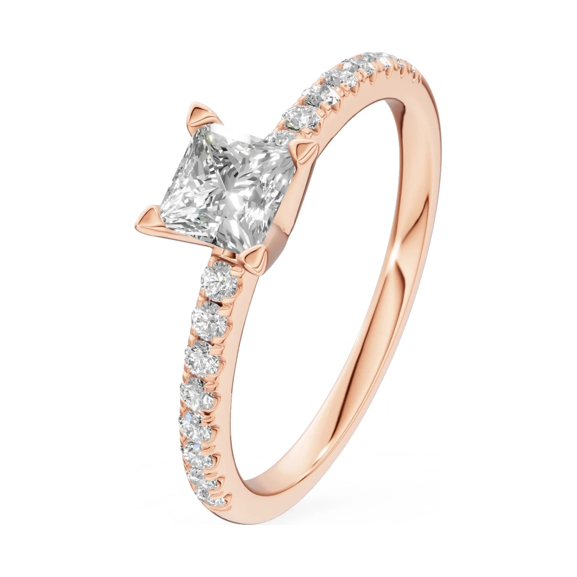 0.15 ct princess-cut natural diamond GREMARI Seven Solis engagement ring in 14K white gold
