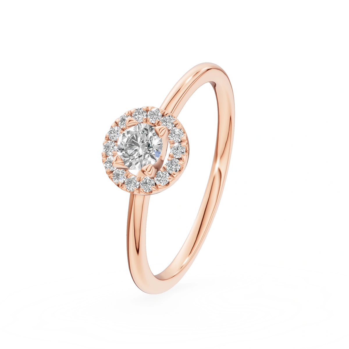 Gremari Seven Aura zásnubní prsten z růžového zlata s 0,15 ct lab-grown diamantem – Round/Brilliant