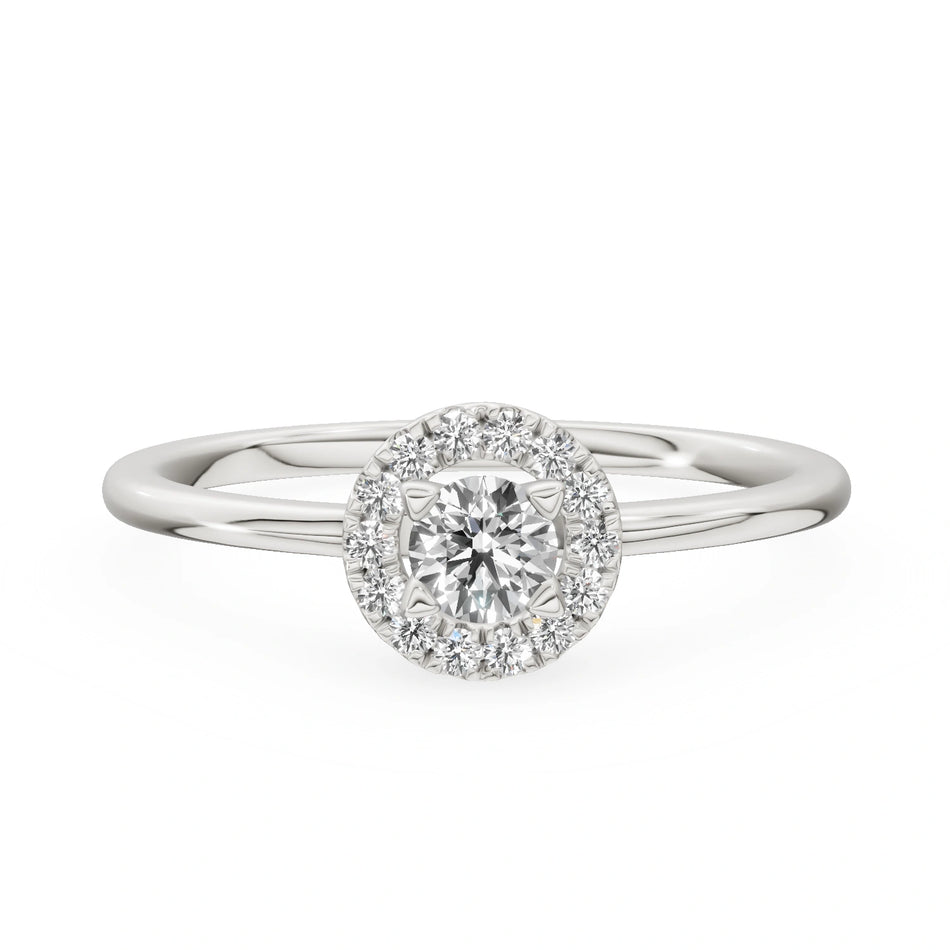 Gremari Seven Aura zásnubní prsten z bílého zlata s 0,15 ct lab-grown diamantem – Round/Brilliant