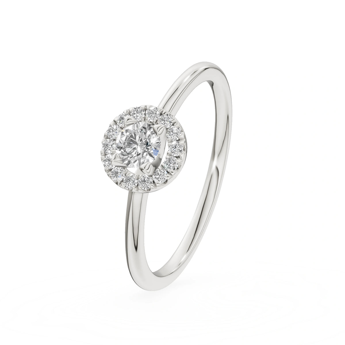 Gremari Seven Aura zásnubní prsten z bílého zlata s 0,15 ct lab-grown diamantem – Round/Brilliant