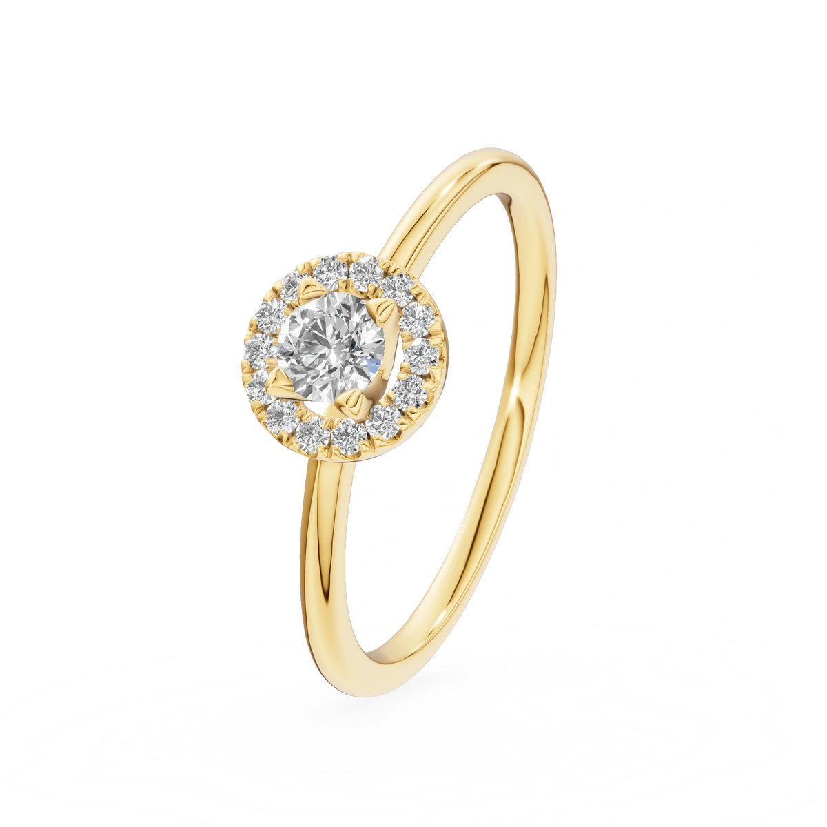 Gremari Seven Aura zásnubní prsten ze žlutého zlata s 0,15 ct lab-grown diamantem – Round/Brilliant