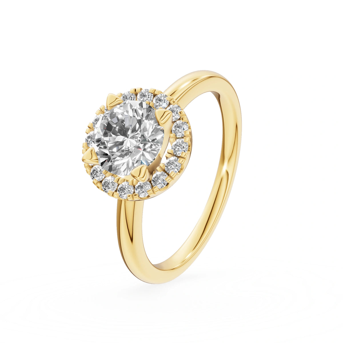 Gremari Seven Aura zásnubní prsten ze žlutého zlata s 1,00 ct lab-grown diamantem – Round/Brilliant