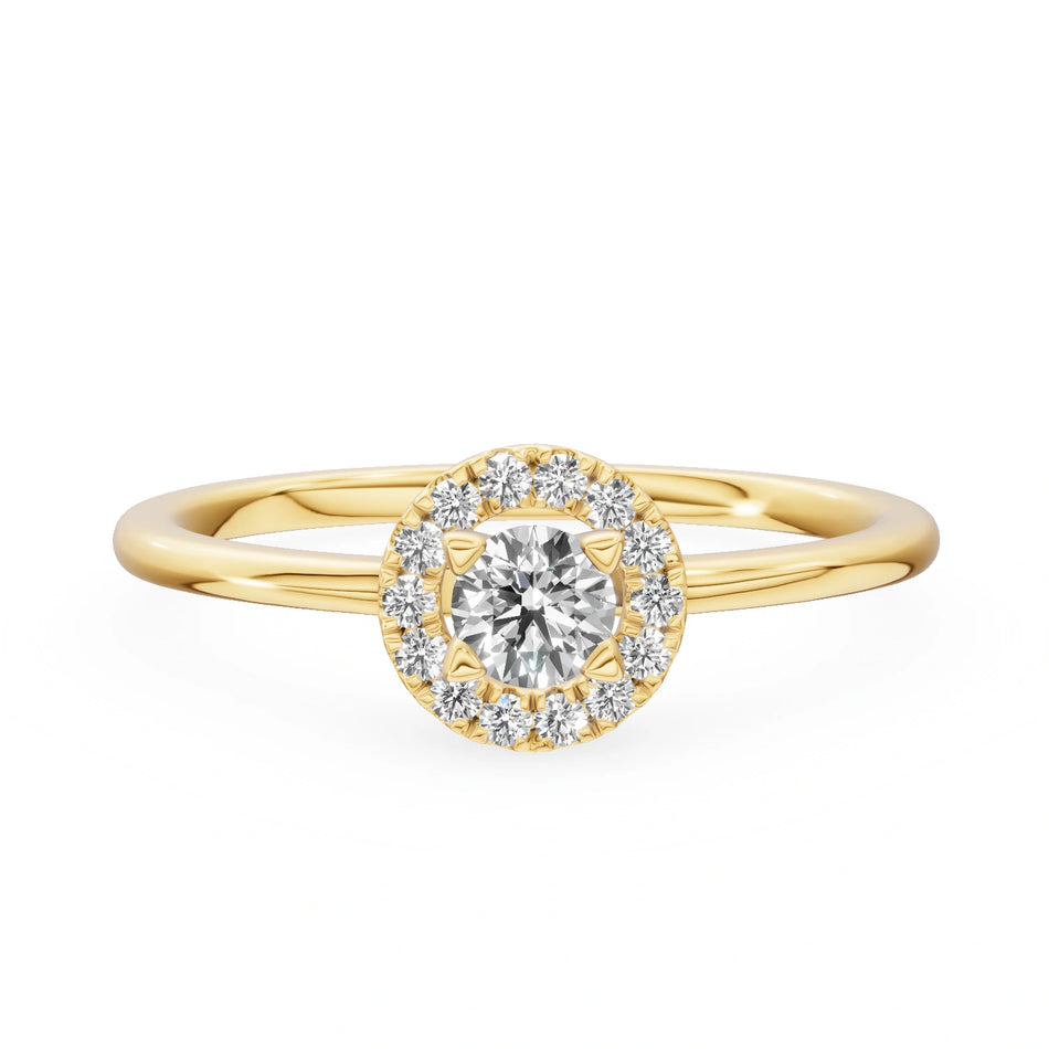 Gremari Seven Aura zásnubní prsten ze žlutého zlata s 0,15 ct přírodním diamantem – Round/Brilliant