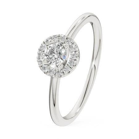 0.15 ct round-cut natural diamond GREMARI Seven Aura engagement ring in 14K white gold