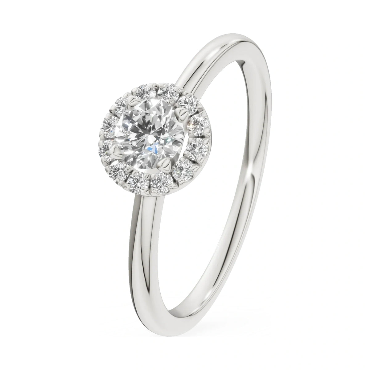 0.30 ct round-cut natural diamond GREMARI Seven Aura engagement ring in 14K white gold