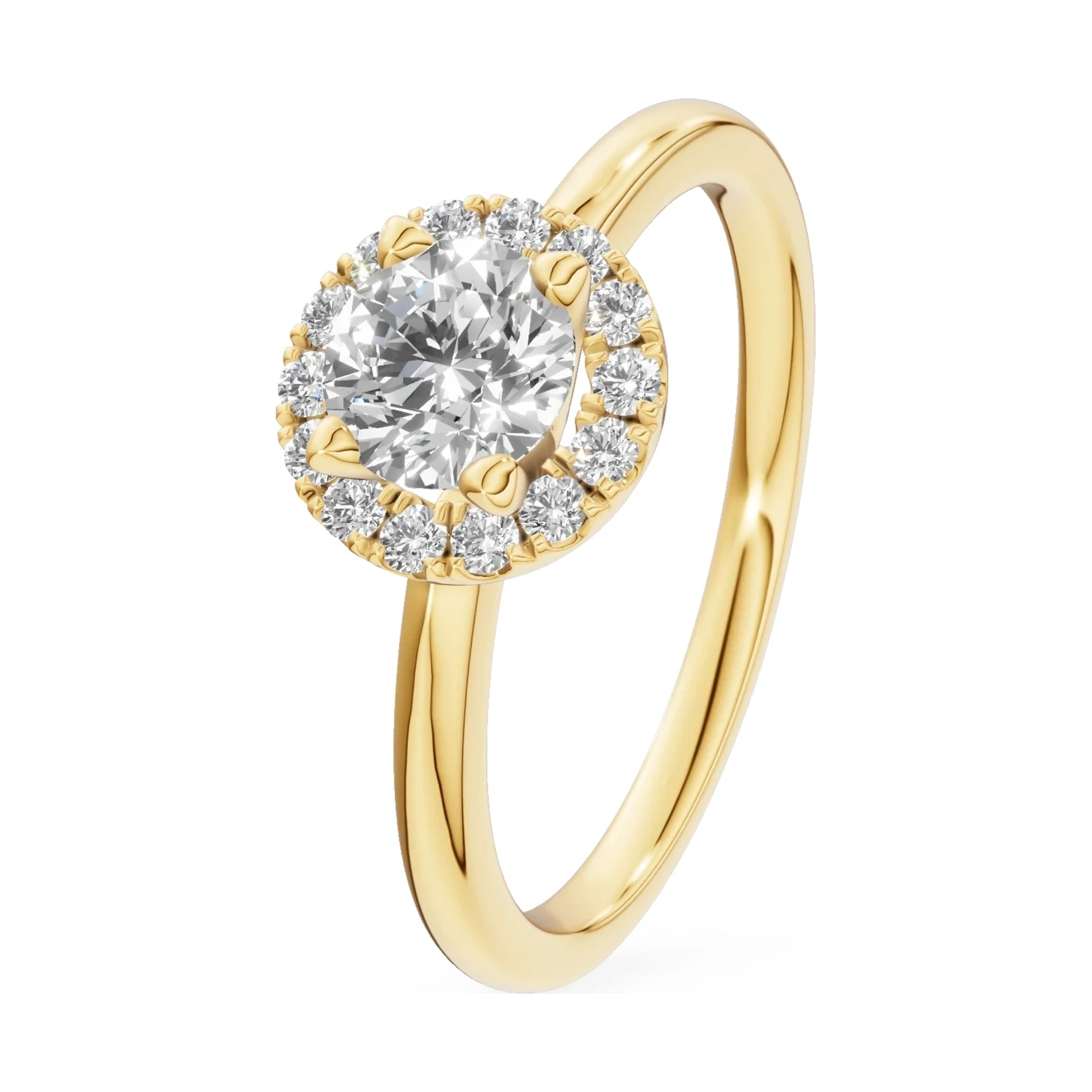 0.50 ct round-cut natural diamond GREMARI Seven Aura engagement ring in 14K yellow gold