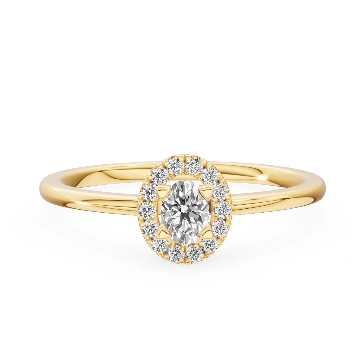 Gremari Seven Aura zásnubní prsten ze žlutého zlata s 0,15 ct lab-grown diamantem – Oval