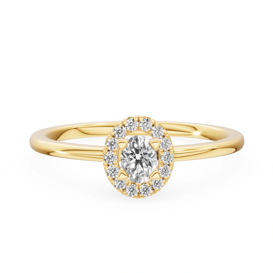 Gremari Seven Aura zásnubní prsten ze žlutého zlata s 0,15 ct lab-grown diamantem – Oval