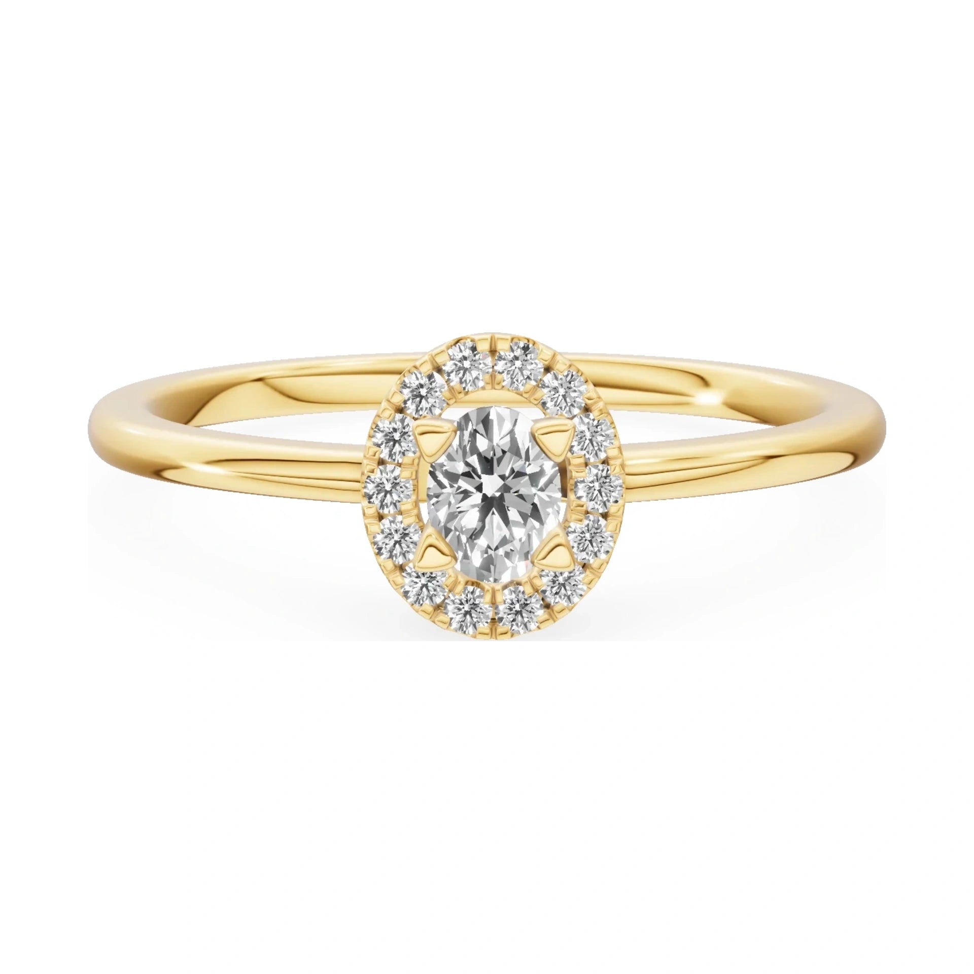GREMARI Seven Aura 14K yellow gold engagement ring with 0.15 ct oval-cut natural diamond