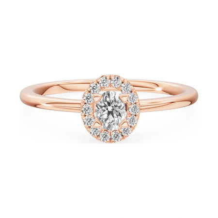 GREMARI Seven Aura 14K rose gold engagement ring with 0.15 ct oval-cut natural diamond