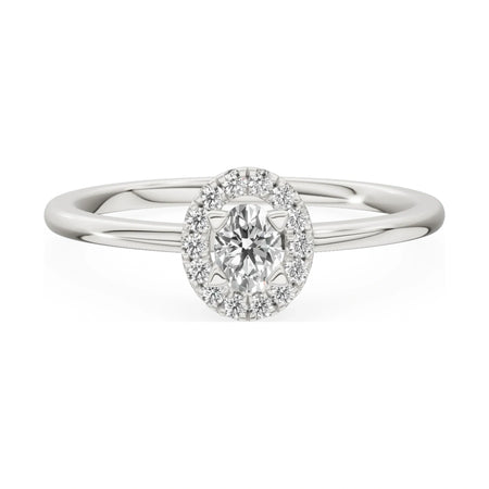 GREMARI Seven Aura 14K white gold engagement ring with 0.15 ct oval-cut natural diamond