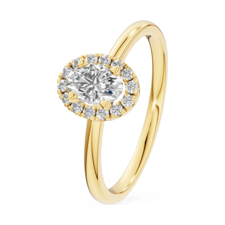 0.30 ct oval-cut natural diamond GREMARI Seven Aura engagement ring in 14K yellow gold