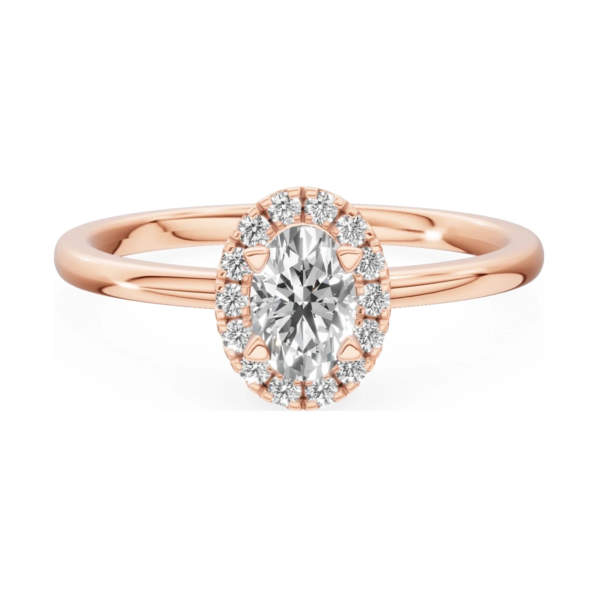 GREMARI Seven Aura 14K rose gold engagement ring with 0.30 ct oval-cut natural diamond