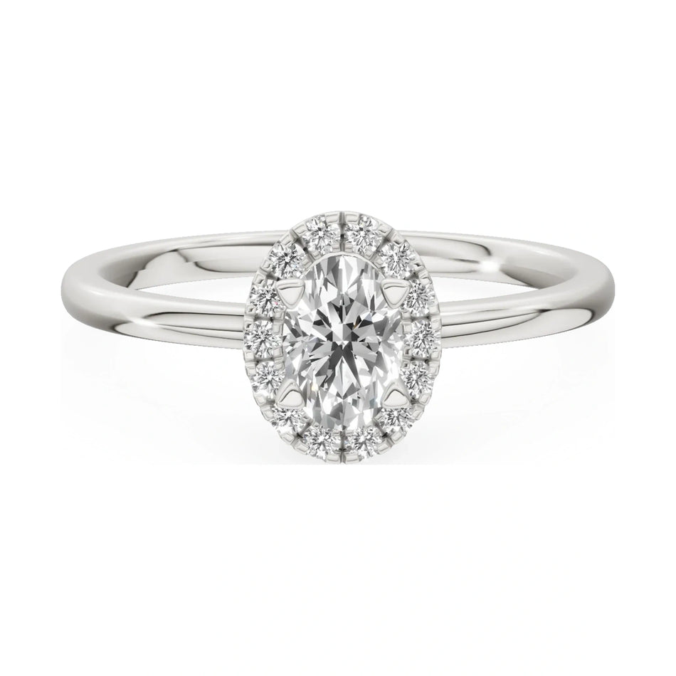 GREMARI Seven Aura 14K white gold engagement ring with 0.30 ct oval-cut natural diamond