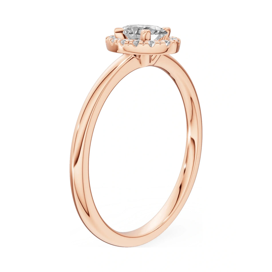 14K rose gold GREMARI Seven Aura ring with 0.30 ct oval-cut natural diamond