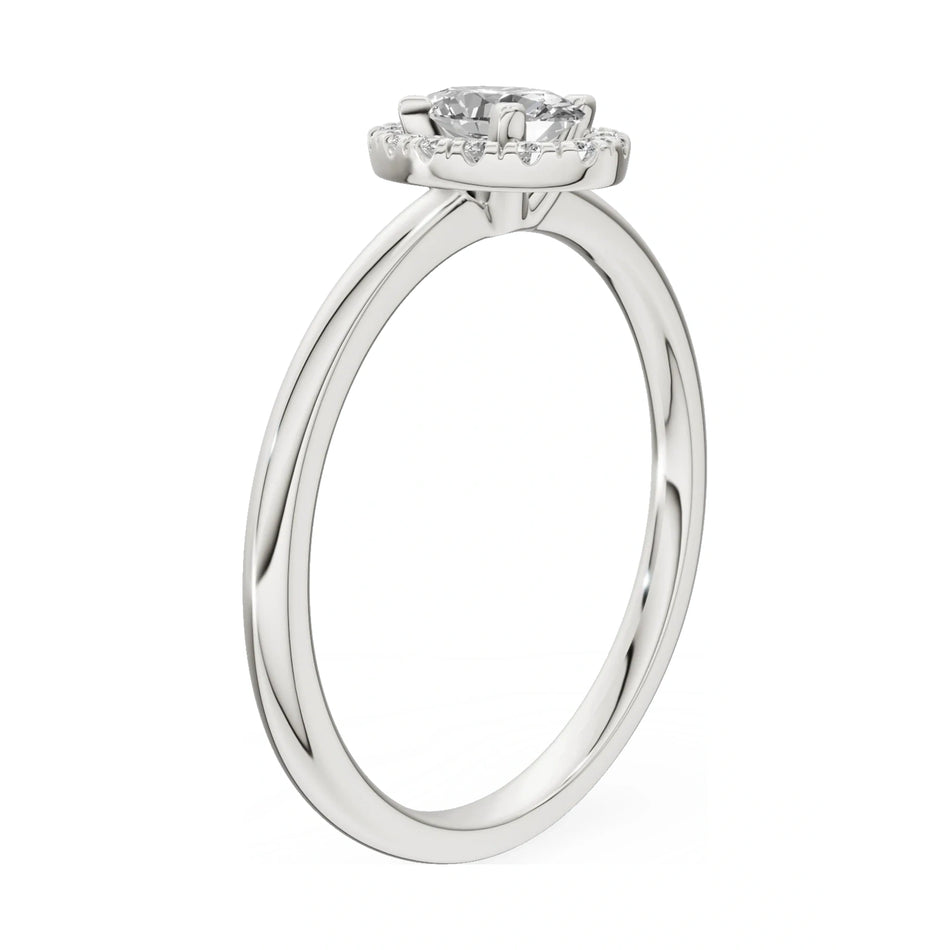 14K white gold GREMARI Seven Aura ring with 0.30 ct oval-cut natural diamond