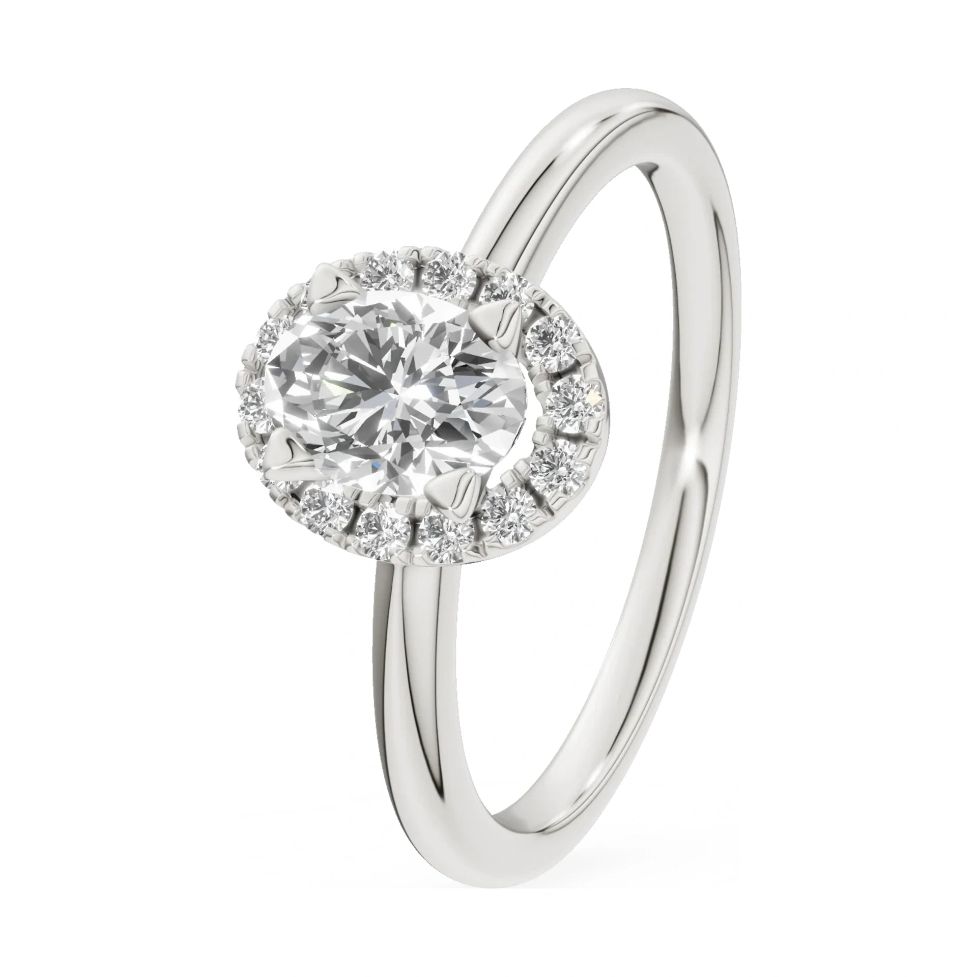 0.50 ct oval-cut natural diamond GREMARI Seven Aura engagement ring in 14K white gold
