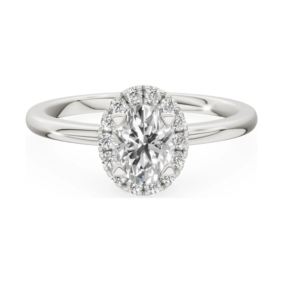 GREMARI Seven Aura 14K white gold engagement ring with 0.50 ct oval-cut natural diamond