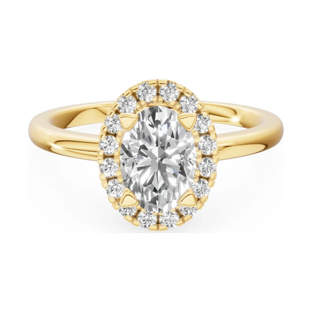 GREMARI Seven Aura 14K yellow gold engagement ring with 1.00 ct oval-cut natural diamond